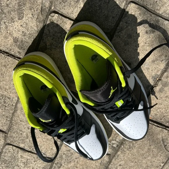 NIKE Dunk Low Black White and Neon Green Sneakers - Picture 11 of 11